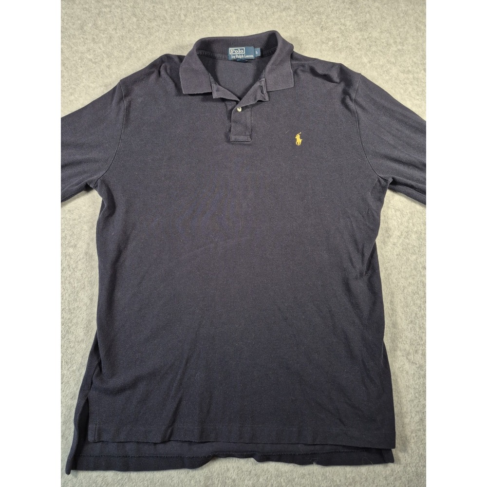 Polo Ralph Lauren Mens Long Sleeve Polo Shirt Blue Cotton Large Casual‎